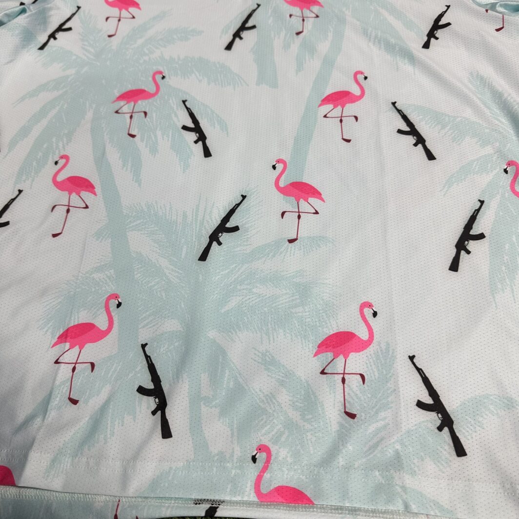 'Flamingo Firepower' Men's Performance Polo - Image 2